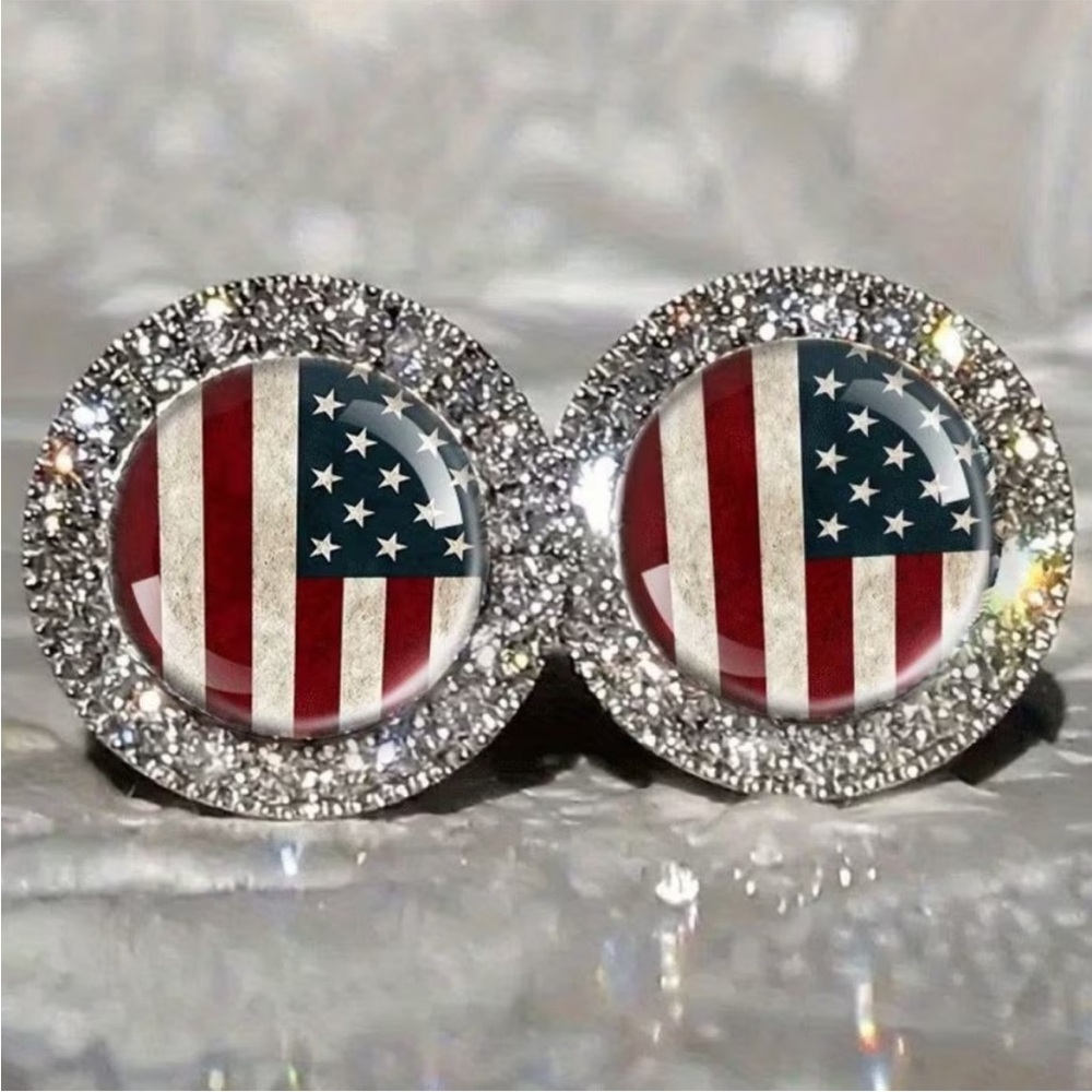 Elegant American Flag Stud Earrings